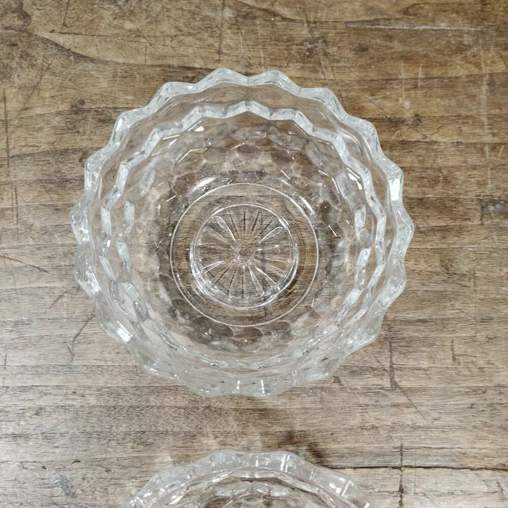 Vintage HOMCO Fairy Lamp 2pc Clear Cut Glass Round Globe Candle Holder Votive
